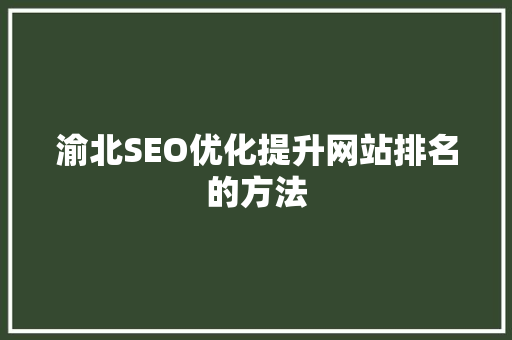 渝北SEO优化提升网站排名的方法