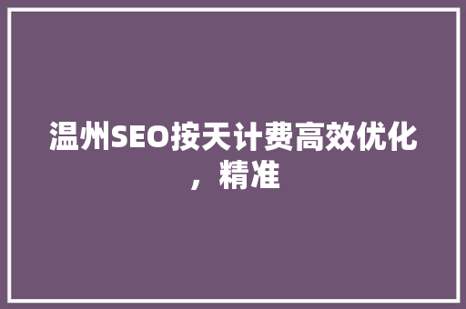 温州SEO按天计费高效优化，精准