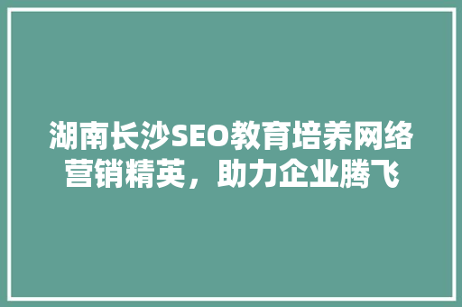 湖南长沙SEO教育培养网络营销精英，助力企业腾飞