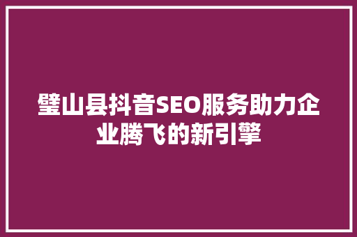 璧山县抖音SEO服务助力企业腾飞的新引擎