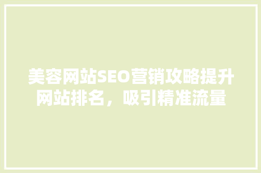 美容网站SEO营销攻略提升网站排名，吸引精准流量