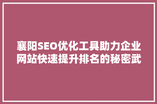 襄阳SEO优化工具助力企业网站快速提升排名的秘密武器
