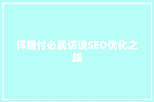 详细付必鹏访谈SEO优化之路