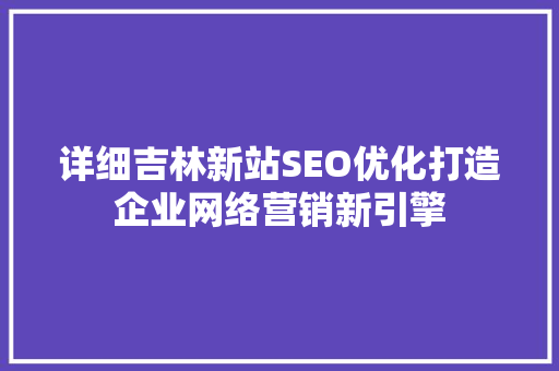 详细吉林新站SEO优化打造企业网络营销新引擎