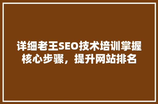 详细老王SEO技术培训掌握核心步骤，提升网站排名