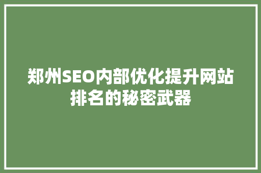 郑州SEO内部优化提升网站排名的秘密武器