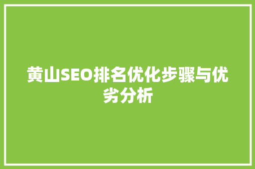 黄山SEO排名优化步骤与优劣分析