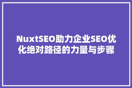 NuxtSEO助力企业SEO优化绝对路径的力量与步骤