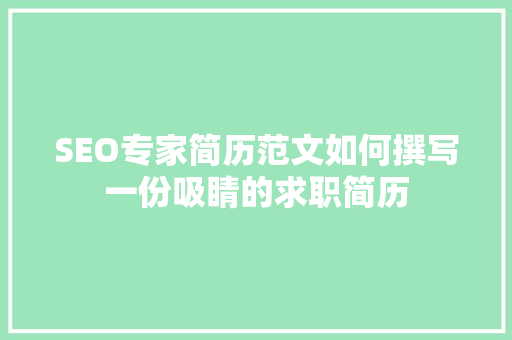 SEO专家简历范文如何撰写一份吸睛的求职简历