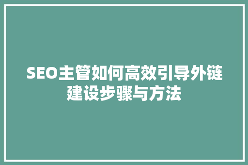 SEO主管如何高效引导外链建设步骤与方法