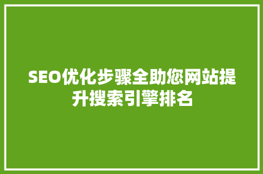 SEO优化步骤全助您网站提升搜索引擎排名