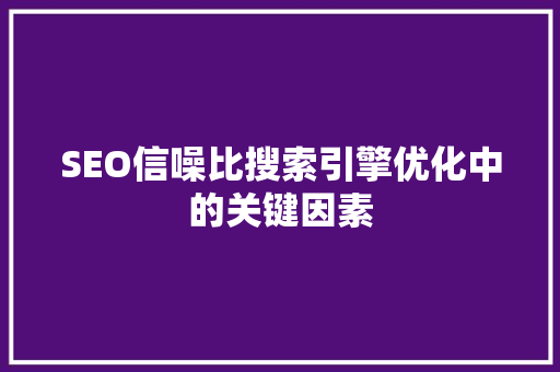 SEO信噪比搜索引擎优化中的关键因素