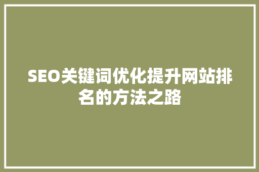 SEO关键词优化提升网站排名的方法之路