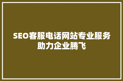 SEO客服电话网站专业服务助力企业腾飞