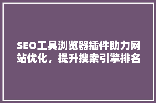 SEO工具浏览器插件助力网站优化，提升搜索引擎排名