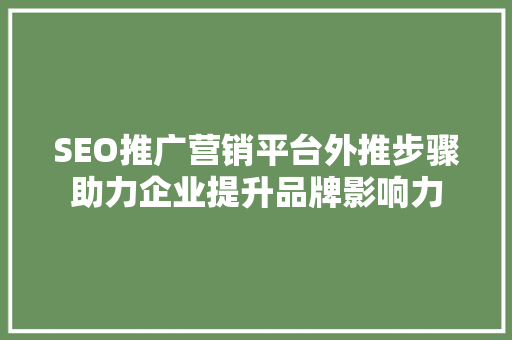 SEO推广营销平台外推步骤助力企业提升品牌影响力