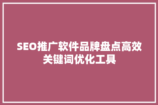 SEO推广软件品牌盘点高效关键词优化工具