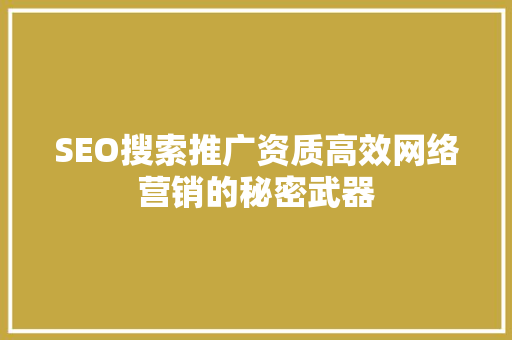 SEO搜索推广资质高效网络营销的秘密武器