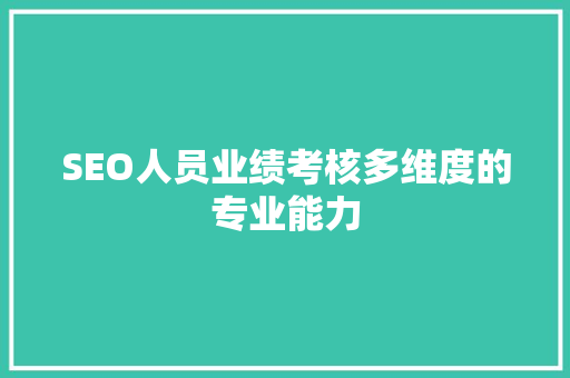 SEO人员业绩考核多维度的专业能力