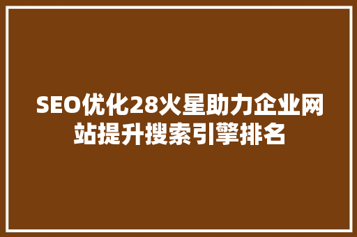 SEO优化28火星助力企业网站提升搜索引擎排名