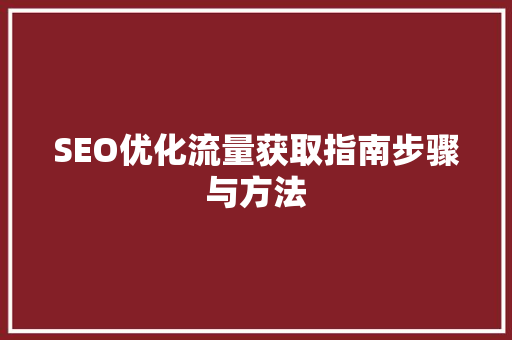 SEO优化流量获取指南步骤与方法