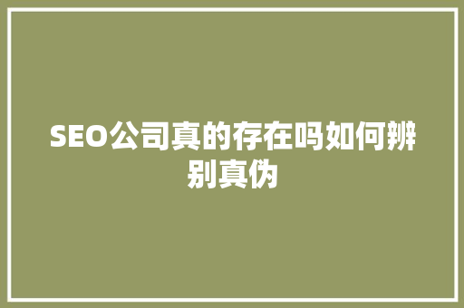 SEO公司真的存在吗如何辨别真伪