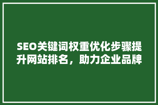 SEO关键词权重优化步骤提升网站排名，助力企业品牌发展
