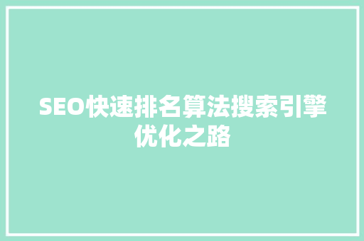 SEO快速排名算法搜索引擎优化之路