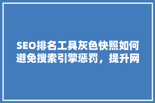 SEO排名工具灰色快照如何避免搜索引擎惩罚，提升网站权重