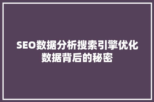 SEO数据分析搜索引擎优化数据背后的秘密