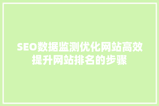SEO数据监测优化网站高效提升网站排名的步骤  第1张