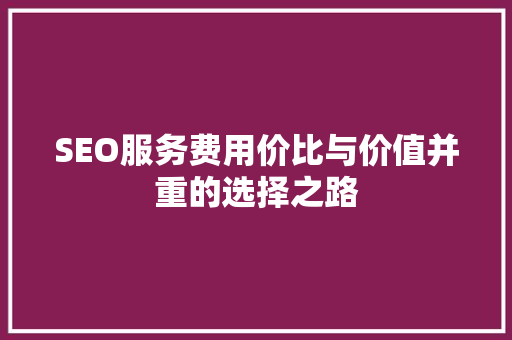 SEO服务费用价比与价值并重的选择之路