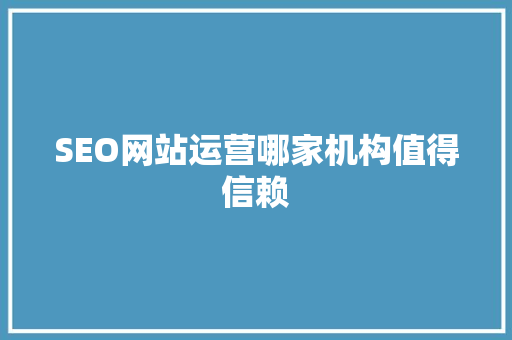 SEO网站运营哪家机构值得信赖