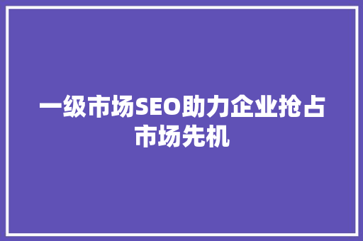 一级市场SEO助力企业抢占市场先机