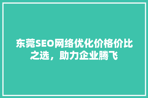 东莞SEO网络优化价格价比之选，助力企业腾飞