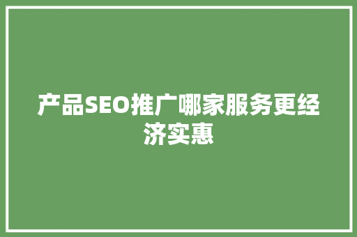 产品SEO推广哪家服务更经济实惠