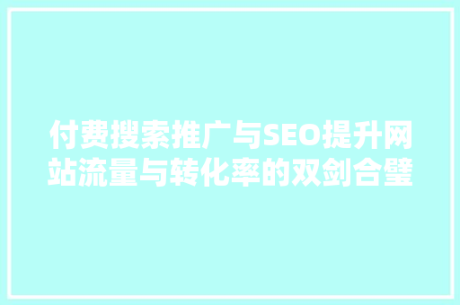 付费搜索推广与SEO提升网站流量与转化率的双剑合璧