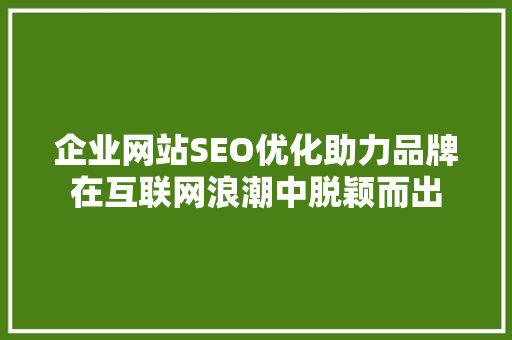 企业网站SEO优化助力品牌在互联网浪潮中脱颖而出