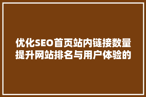 优化SEO首页站内链接数量提升网站排名与用户体验的关键步骤
