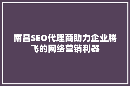南昌SEO代理商助力企业腾飞的网络营销利器