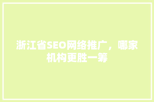 浙江省SEO网络推广，哪家机构更胜一筹