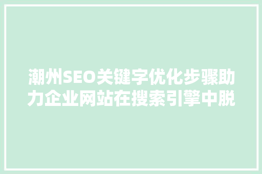 潮州SEO关键字优化步骤助力企业网站在搜索引擎中脱颖而出