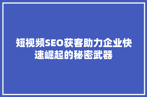 短视频SEO获客助力企业快速崛起的秘密武器  第1张
