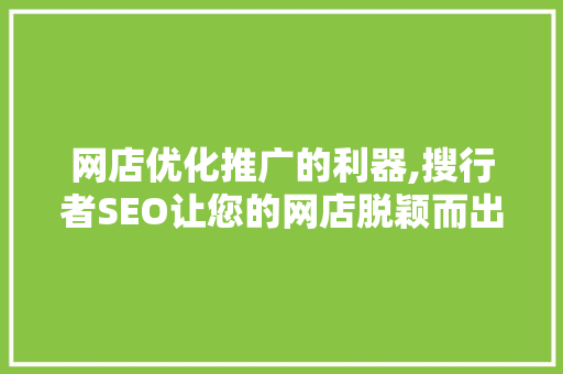 网店优化推广的利器,搜行者SEO让您的网店脱颖而出