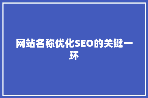 网站名称优化SEO的关键一环