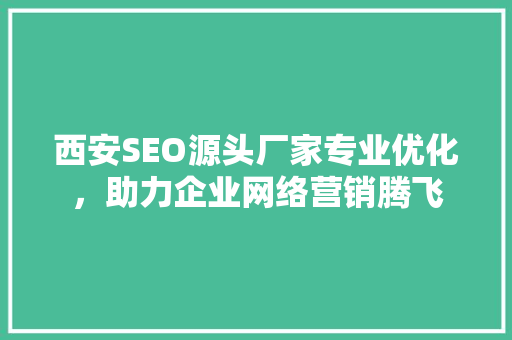 西安SEO源头厂家专业优化，助力企业网络营销腾飞