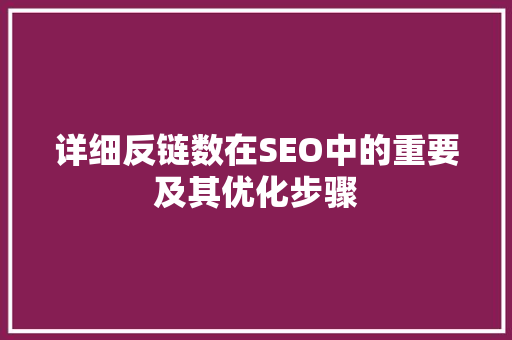 详细反链数在SEO中的重要及其优化步骤
