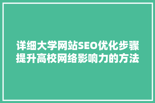 详细大学网站SEO优化步骤提升高校网络影响力的方法