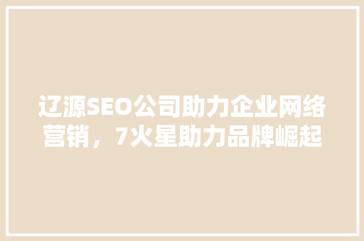 辽源SEO公司助力企业网络营销，7火星助力品牌崛起