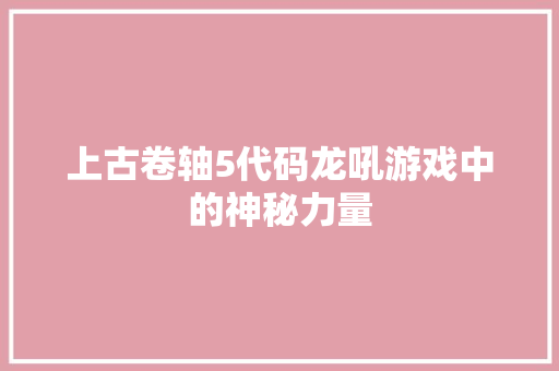 上古卷轴5代码龙吼游戏中的神秘力量